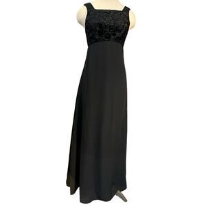 Vtg 90 Y2k RHAPSODY LTD Velvet Burnout Empire Waist Gown Sz 6 Black Goth Wedding